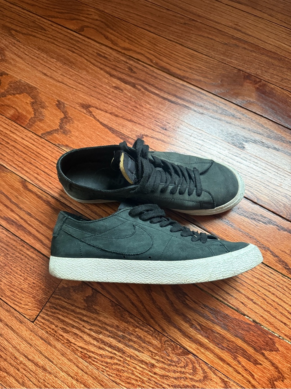 Nike Black Suede Low-Top Sneakers with White Sole